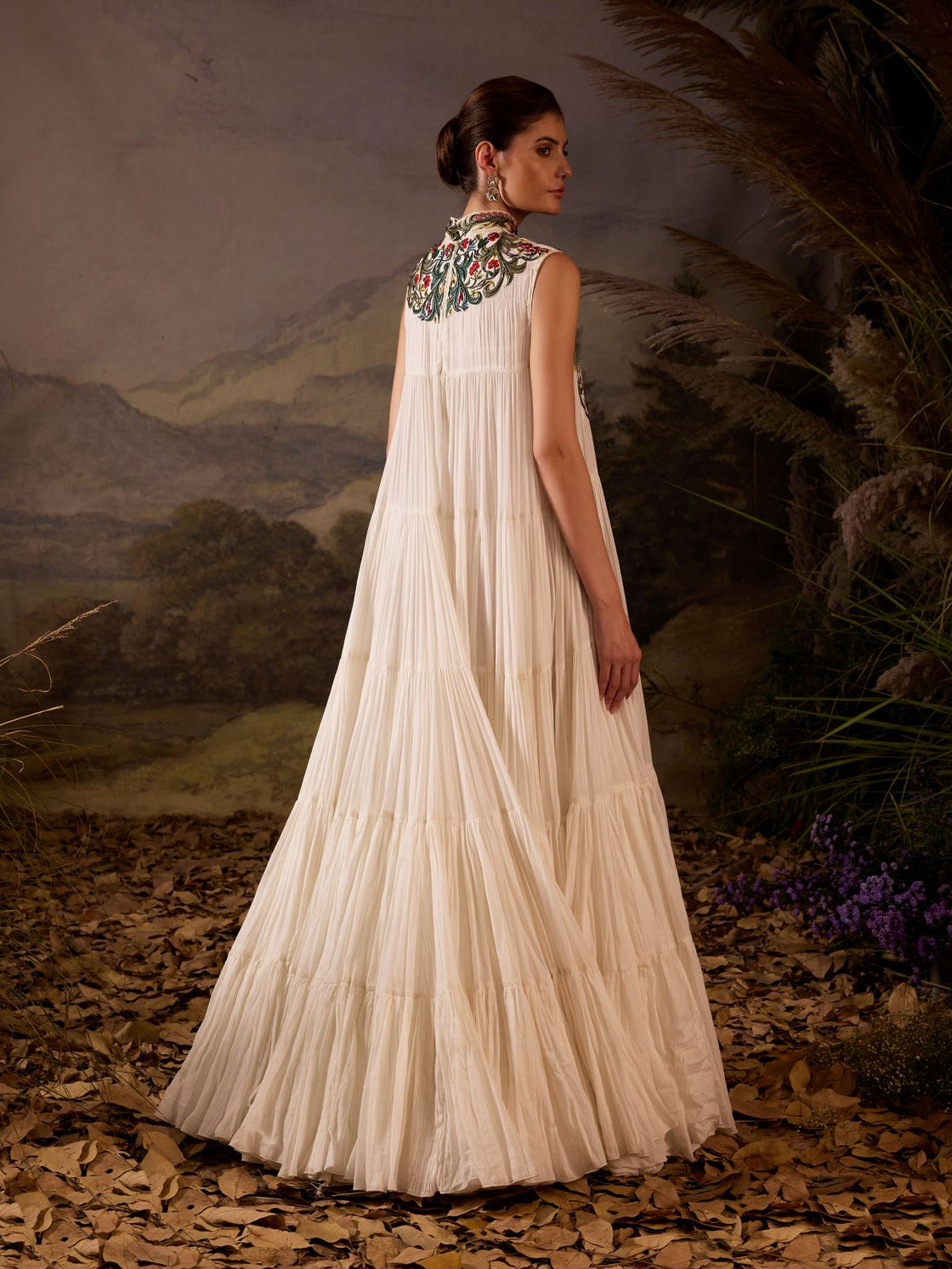Embroidered High-Neck Maxi Dress
