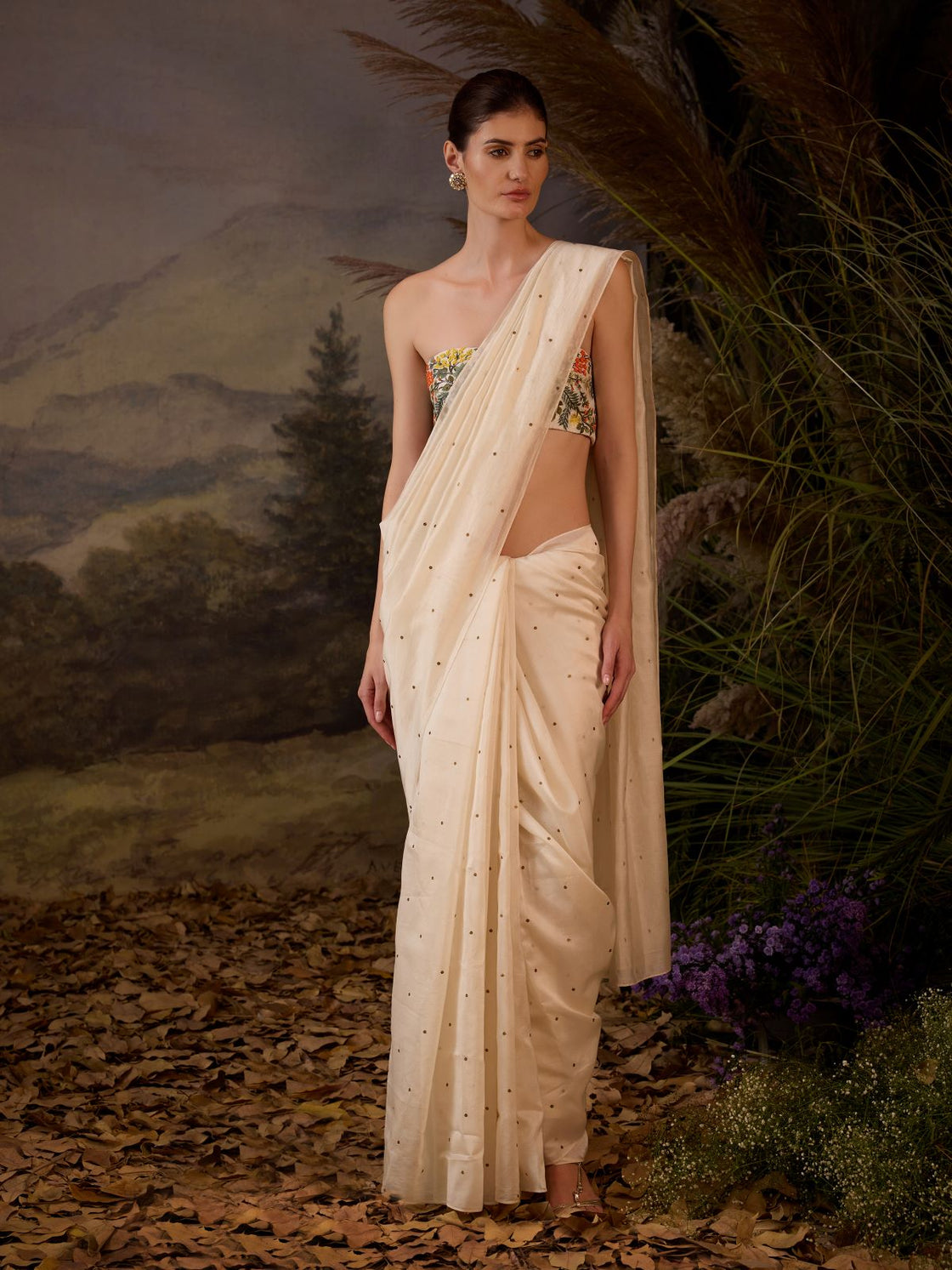Embroidered bustier & Saree