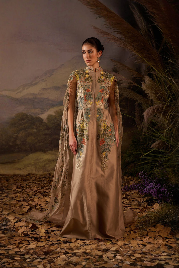 Ivory Enchanted Sage Garden Gown With Cape Attached