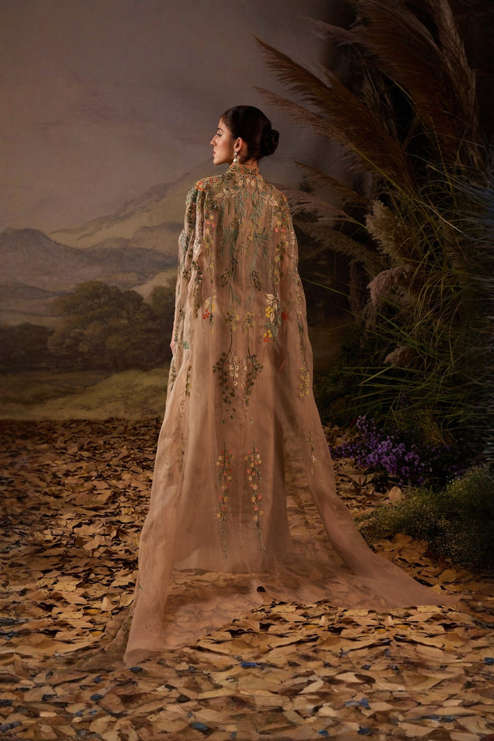Ivory Enchanted Sage Garden Gown With Cape Attached