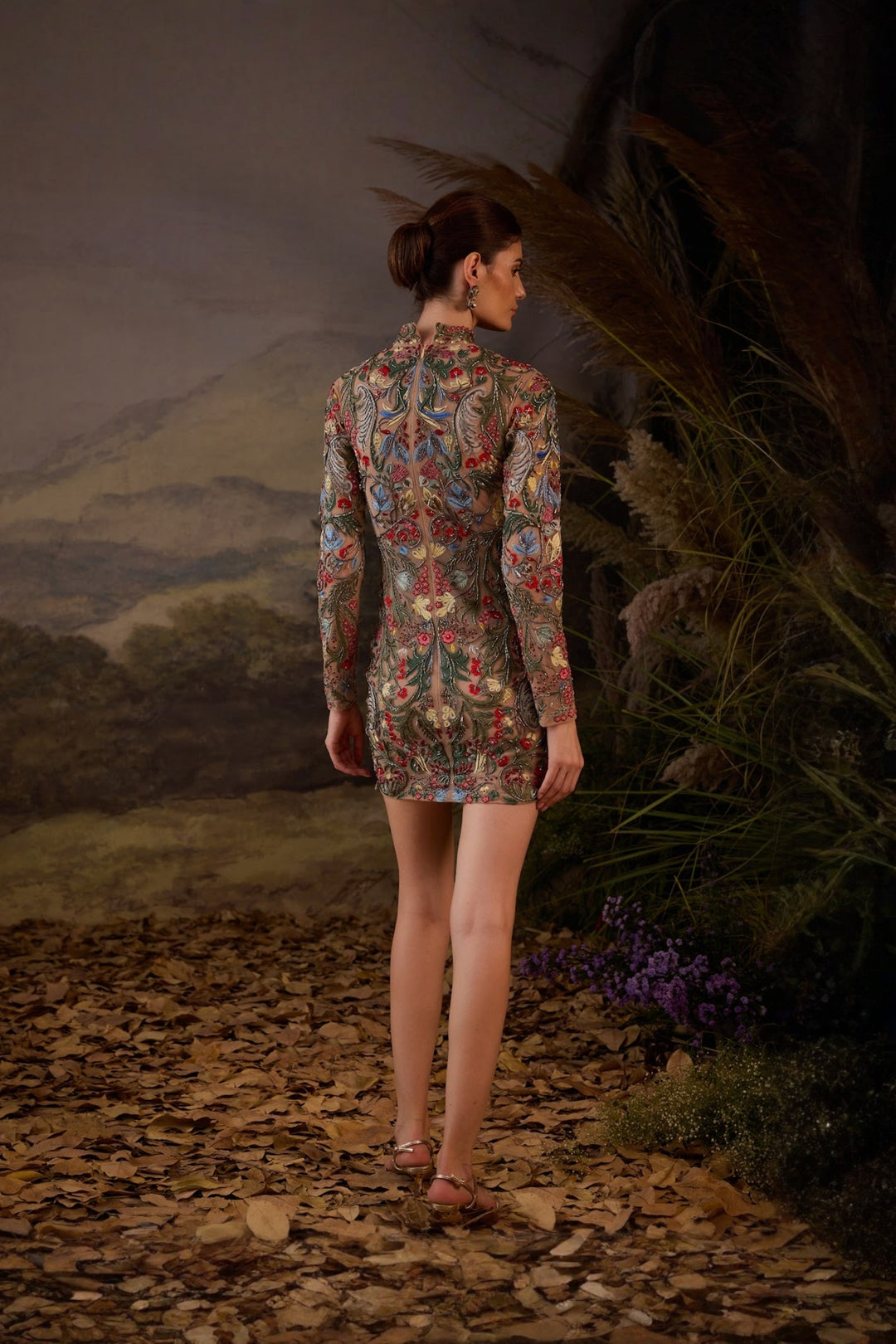 Ivory Wildflower Garden Fully Embroidered Short Dress