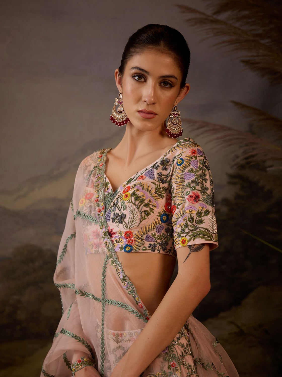 Pastel Floral Embroidered Lehenga