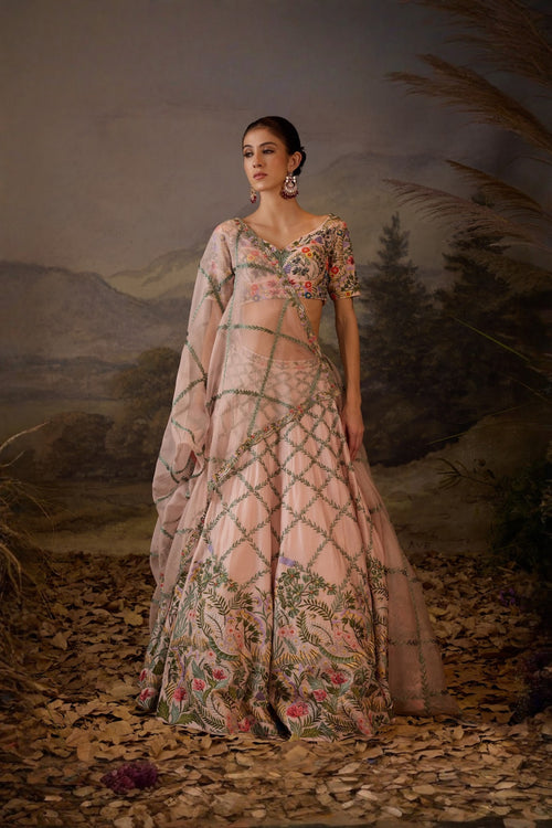 Pastel Floral Embroidered Lehenga