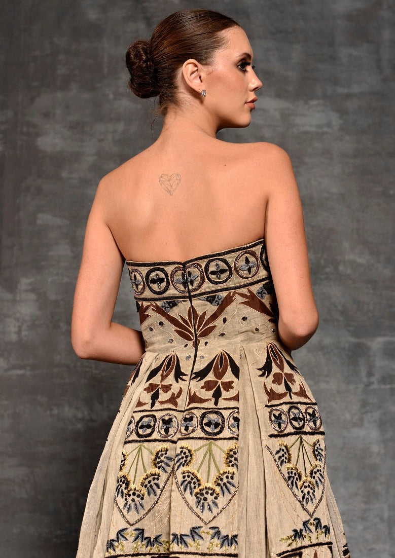 Fit & flare Bustier Embroidered Gown