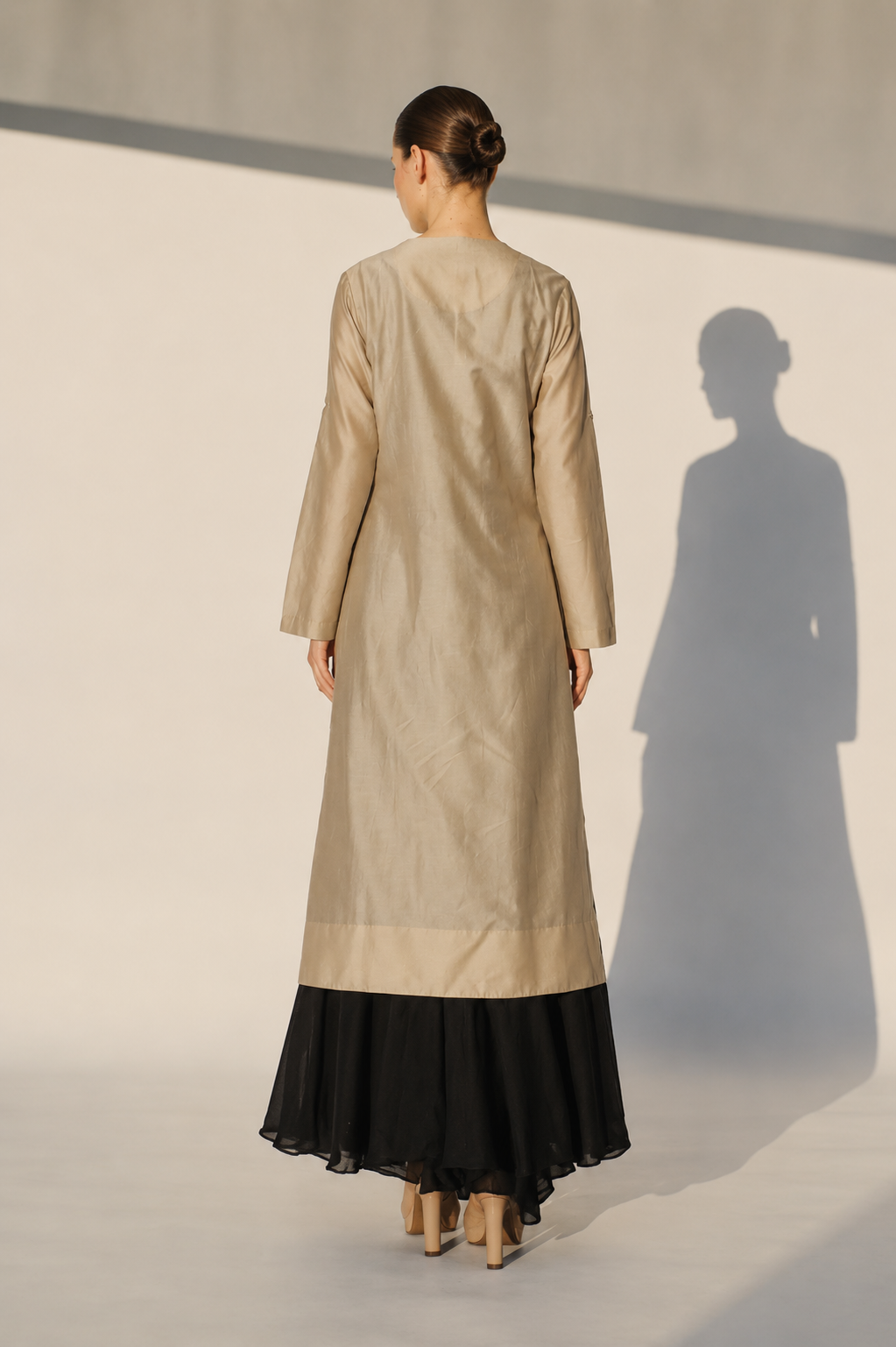 Beige Embroidered Round Neck Kurta Set