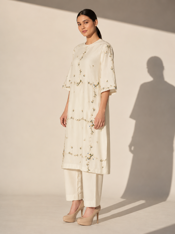 Ivory Cotton Silk Kurta Set