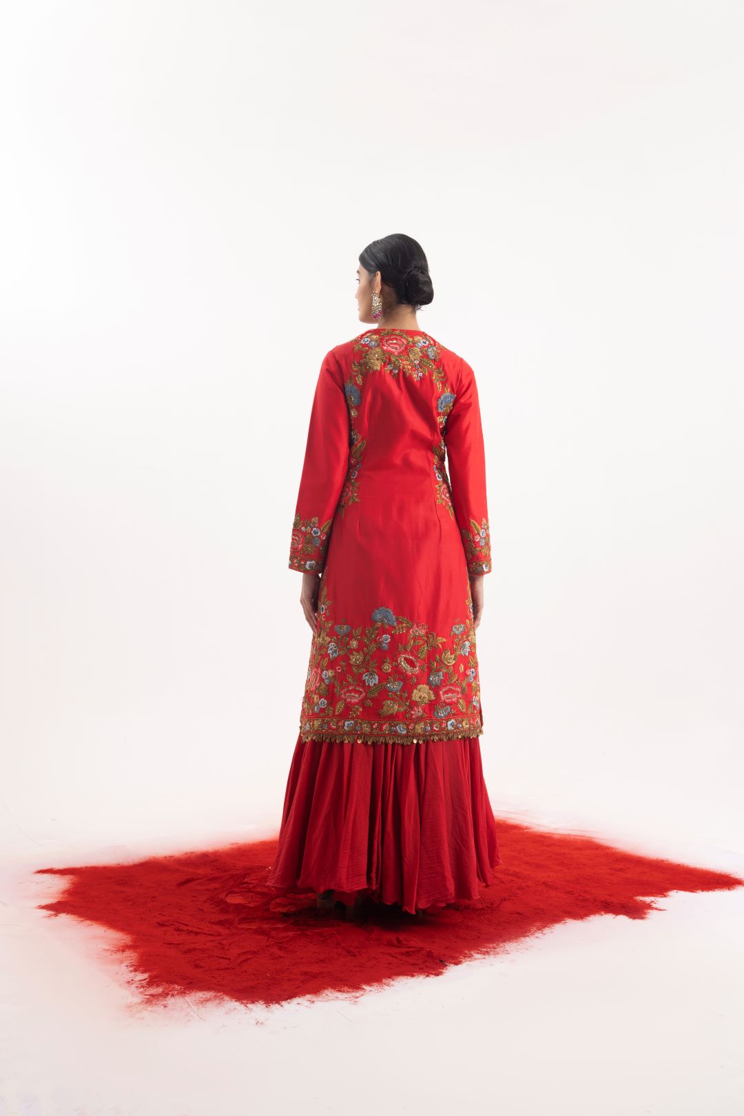 Elegant 2-piece set showcasing a red jacket set