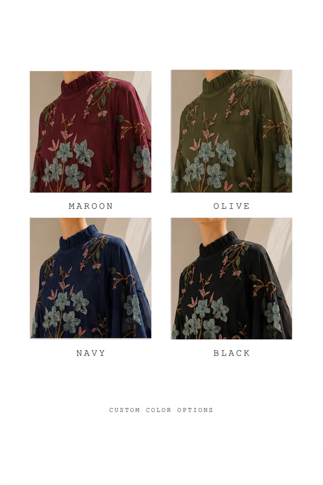 Ivory floral embroidered Cotton Silk kaftan