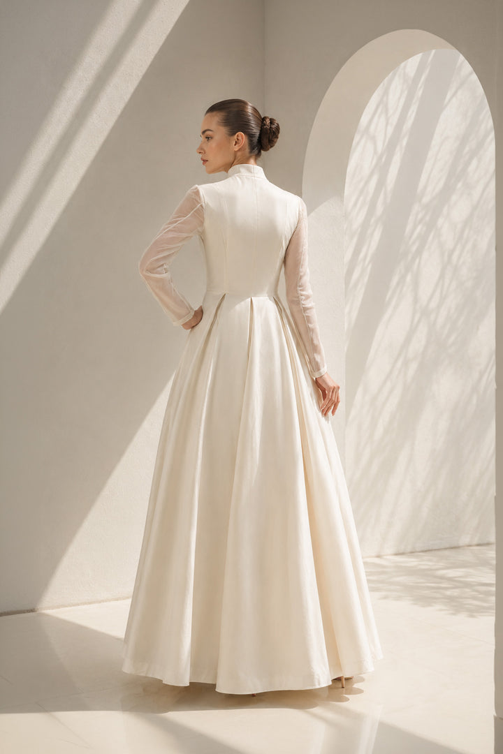 Ivory gown with ethereal embroidery