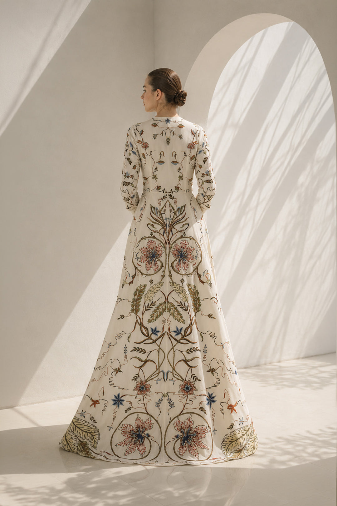 Ivory Gown With Floral Jacket Style