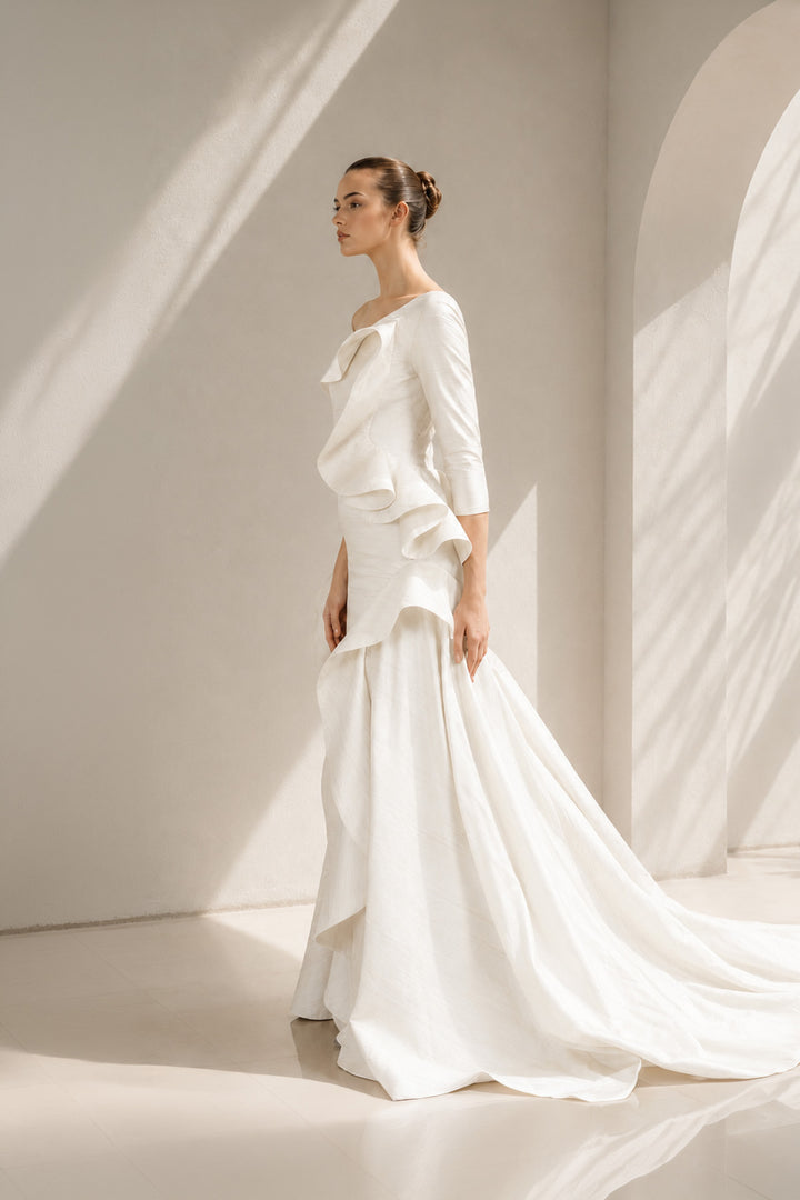 Textured Draped Gown