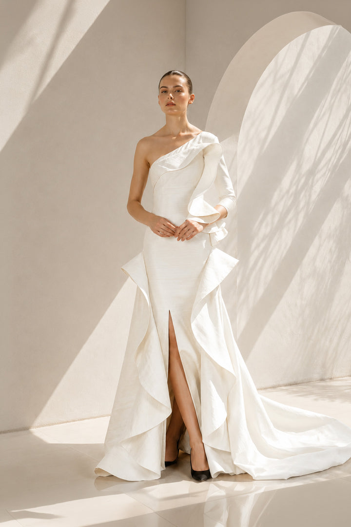 Textured Draped Gown