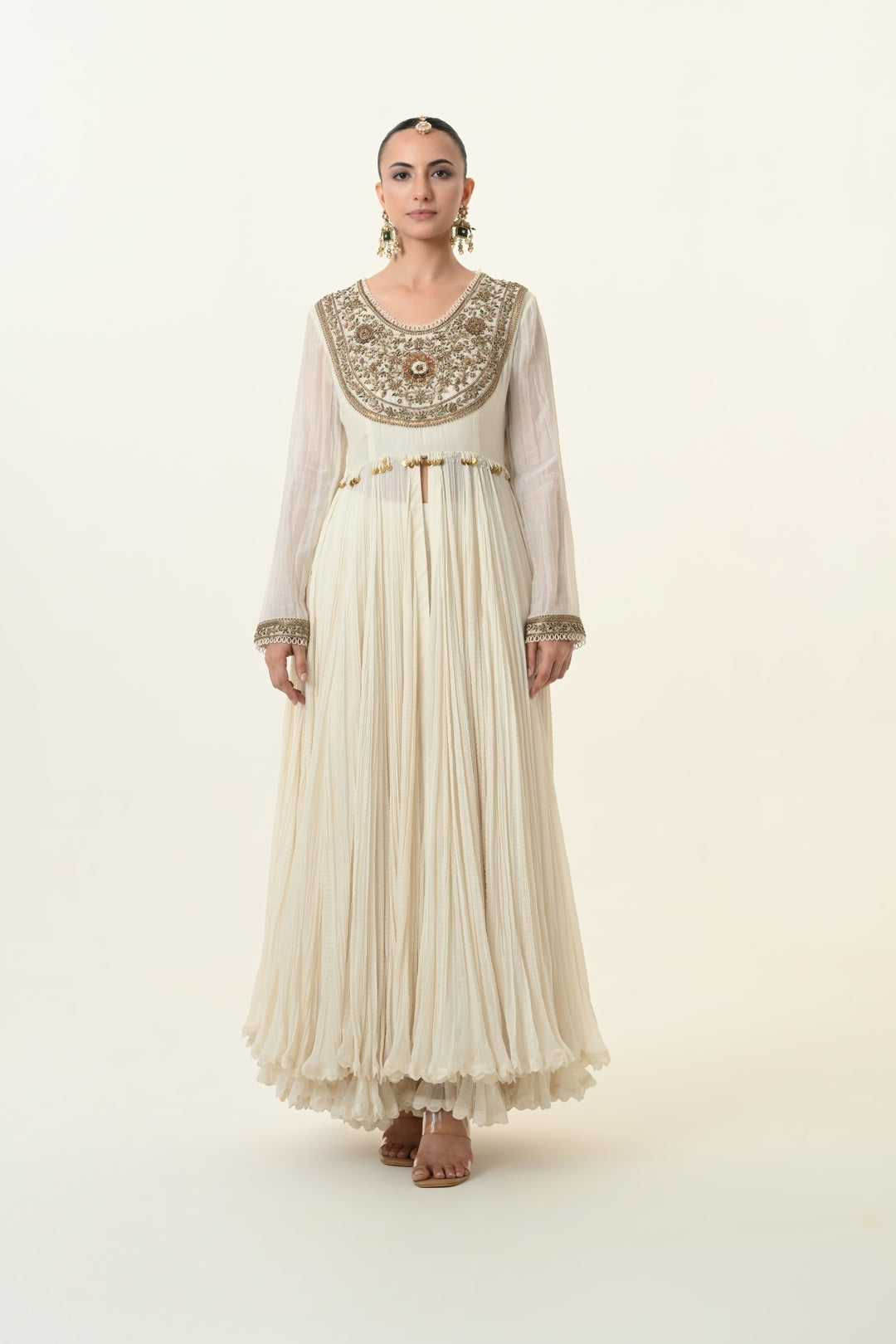 Ivory Zardozi Yoke Gathered Anarkali