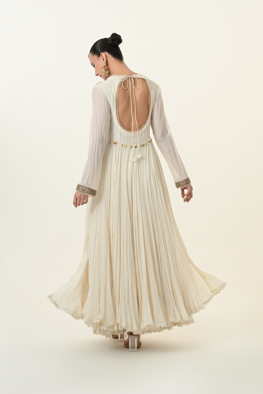 Ivory Zardozi Yoke Gathered Anarkali