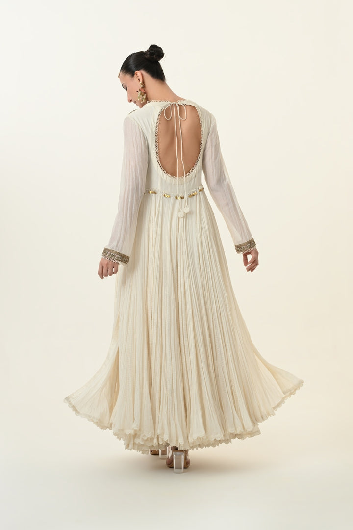 Ivory Zardozi Yoke Gathered Anarkali