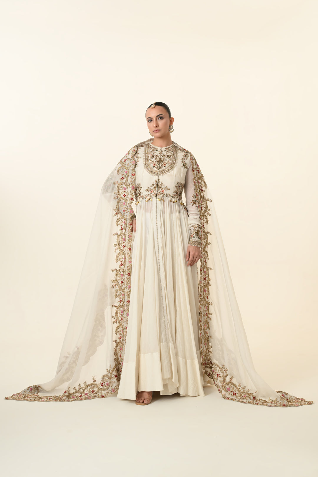 Ivory Floral Embroidered Ensemble