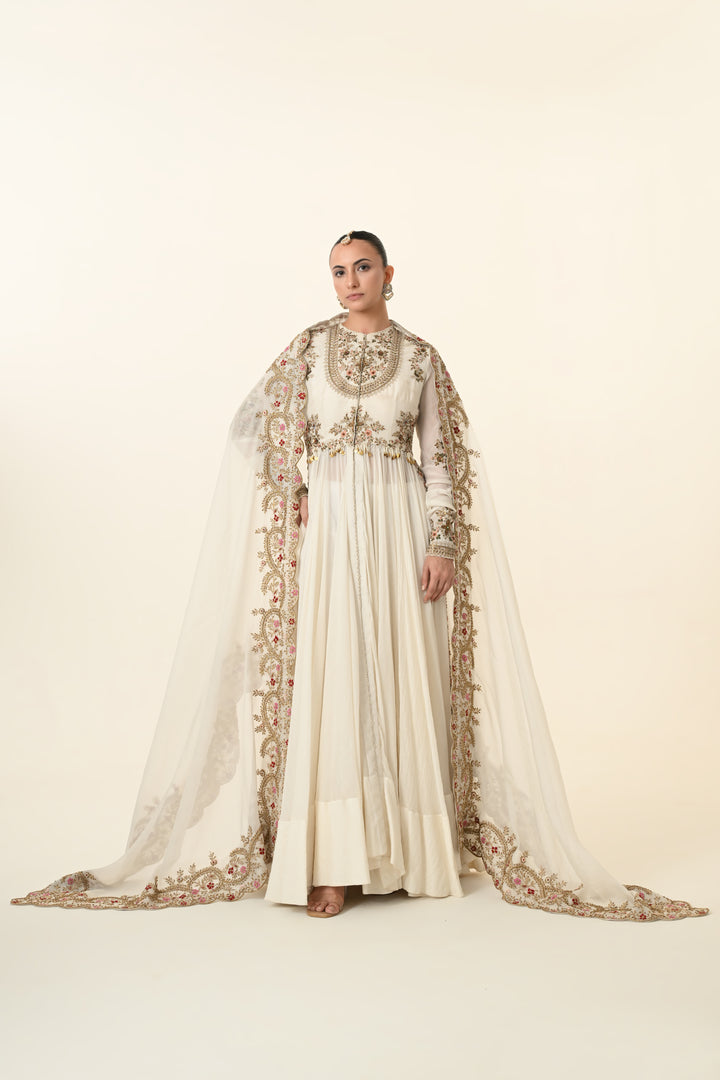 Ivory Floral Embroidered Ensemble