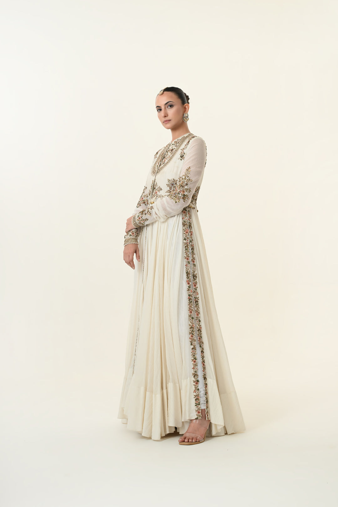 Ivory Floral Embroidered Ensemble