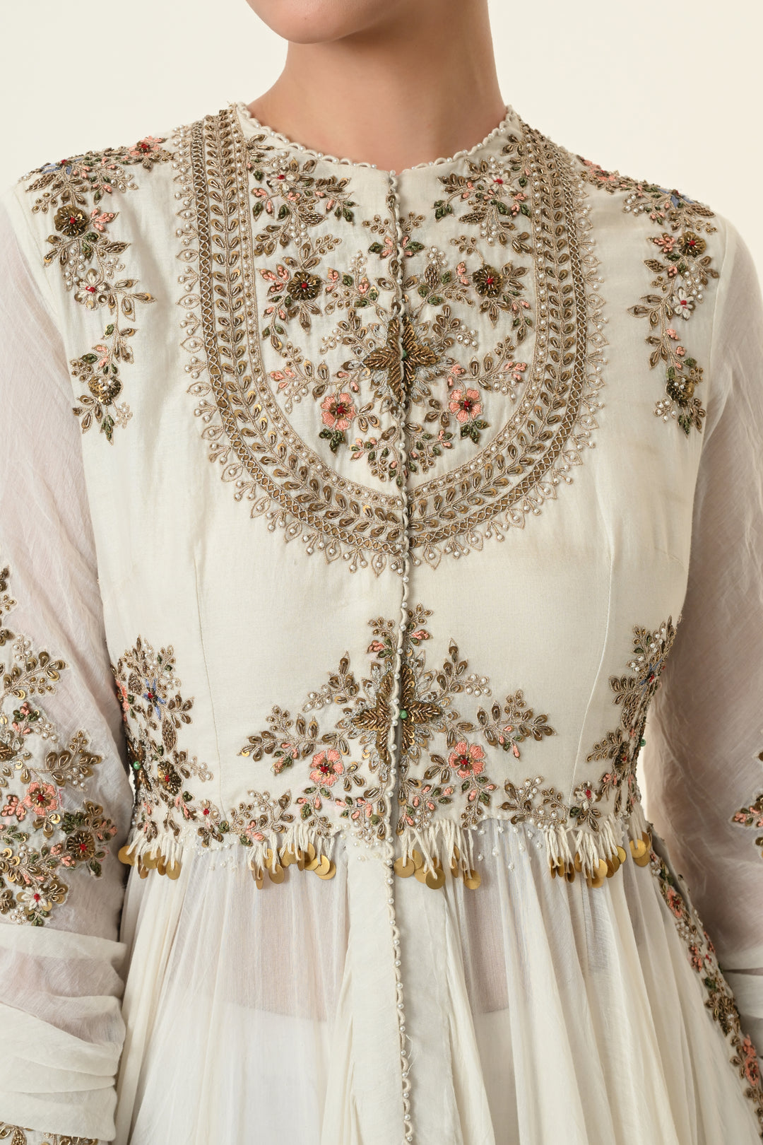 Ivory Floral Embroidered Ensemble