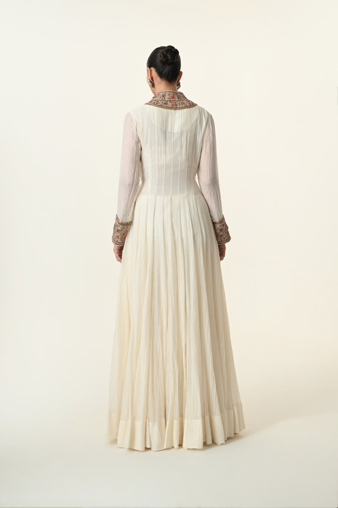 Ivory Embroidered V-Neck Angrakha Anarkali