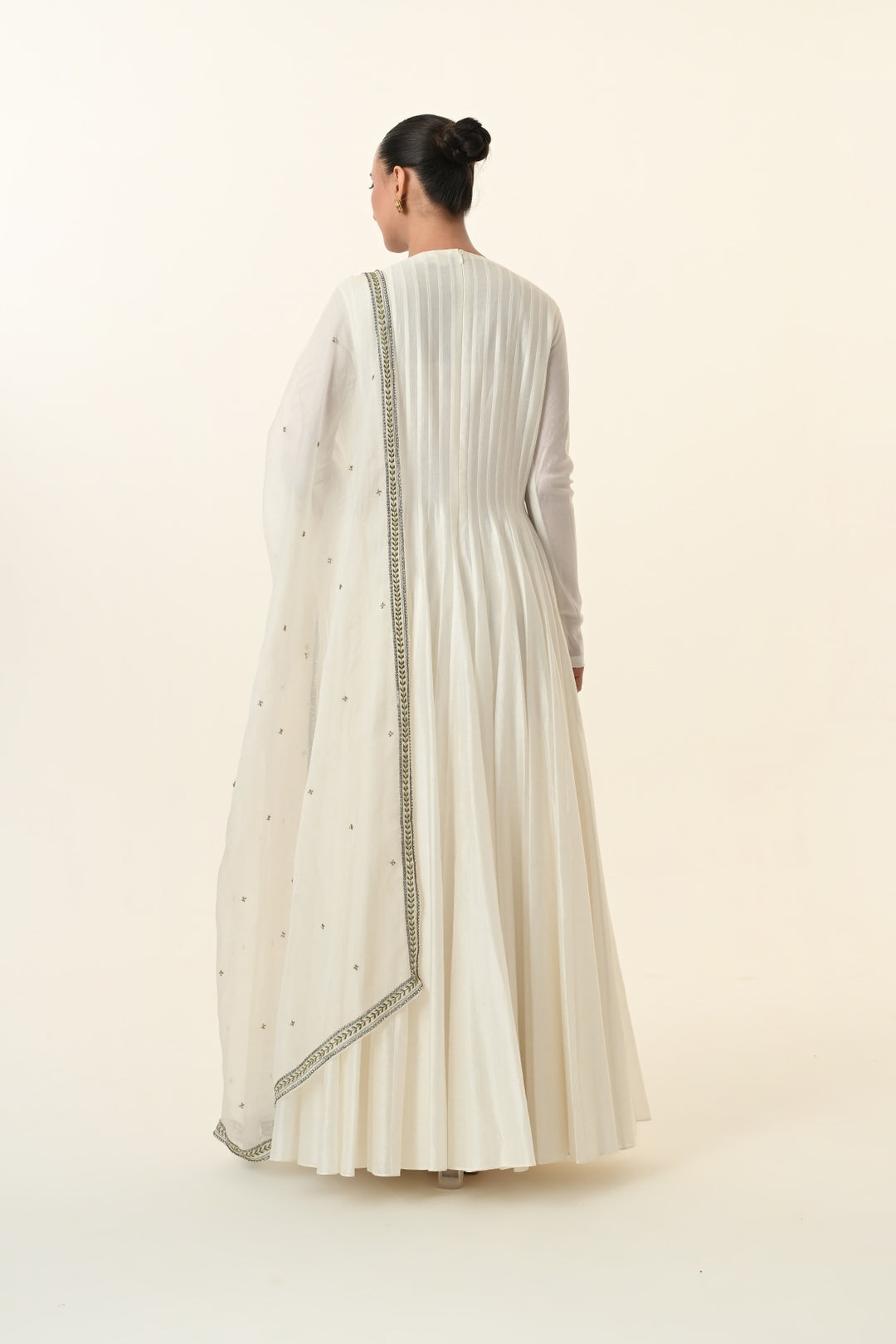 Ivory Multicolour Floral Panel Anarkali