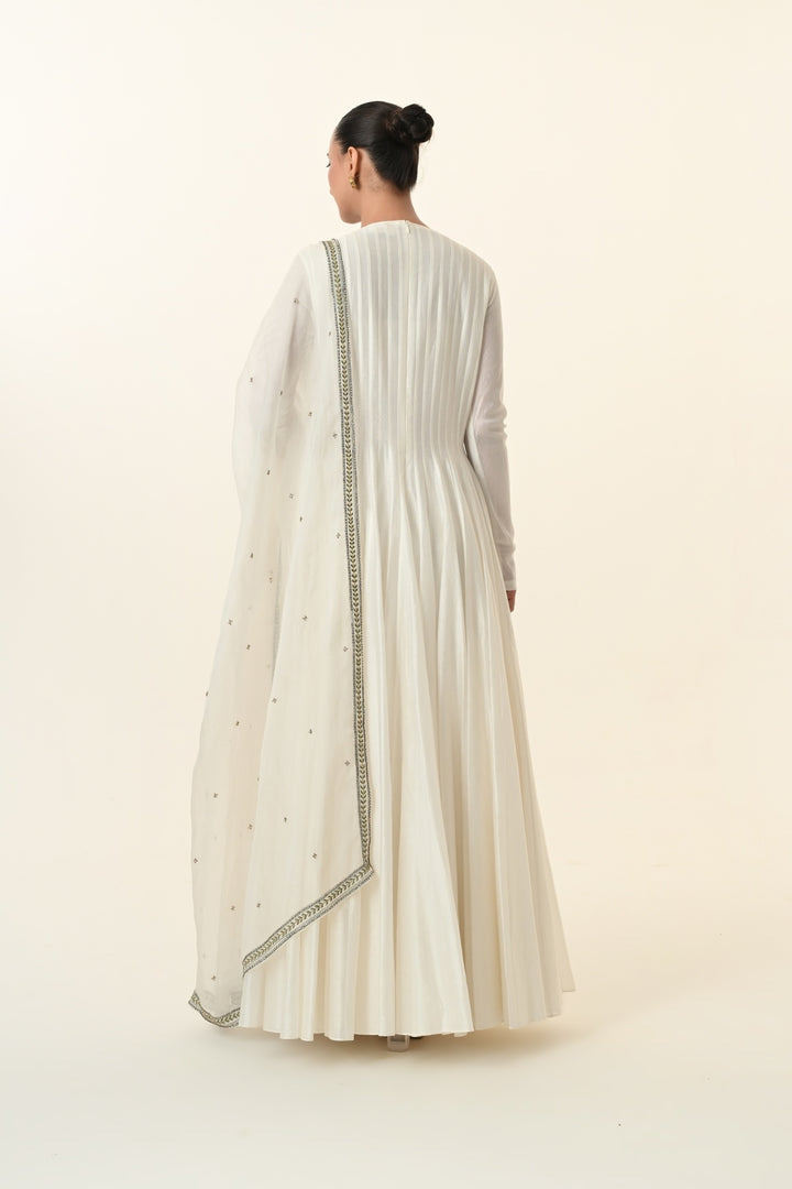 Ivory Multicolour Floral Panel Anarkali