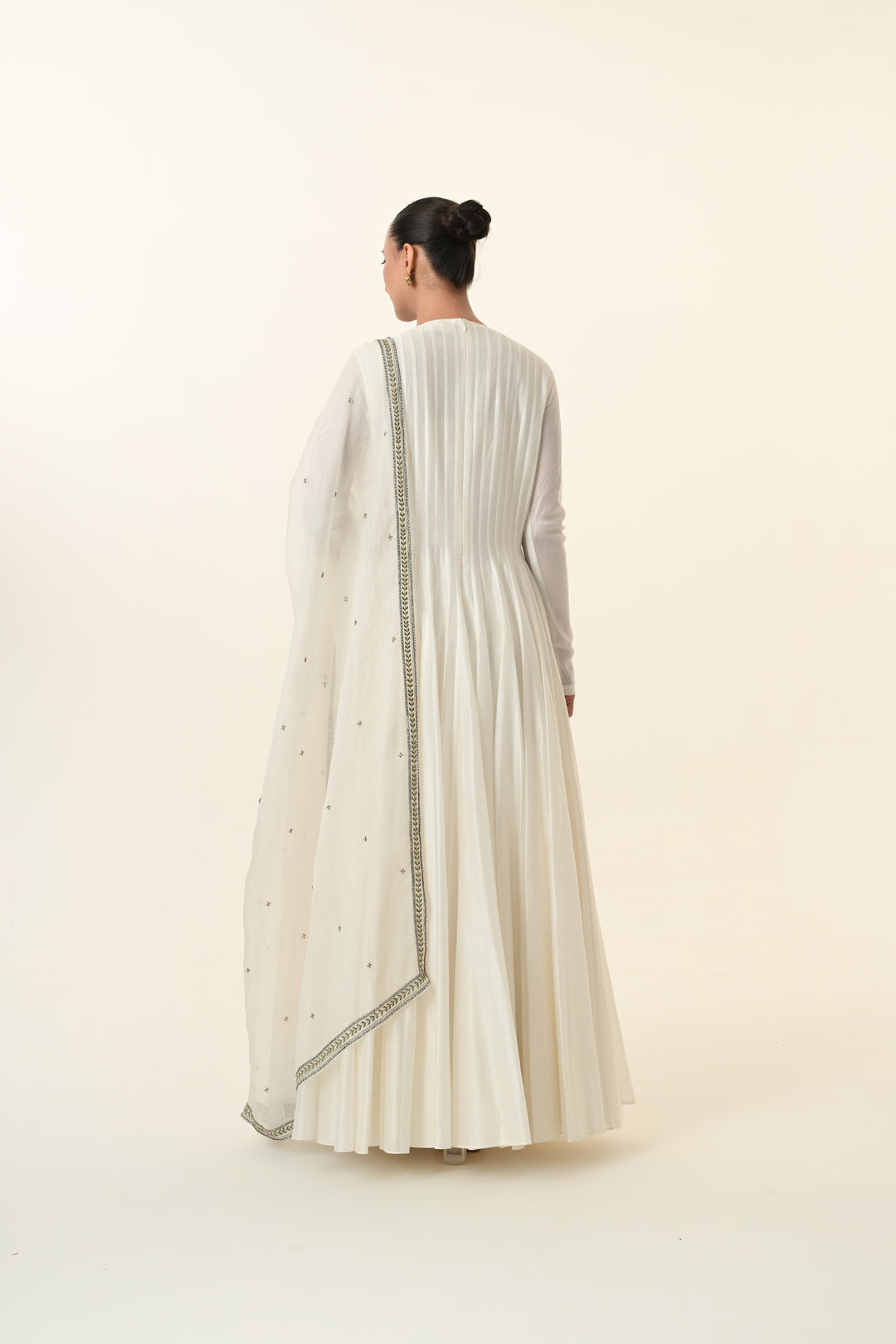 Ivory Multicolour Geometric Embroidered Anarkali