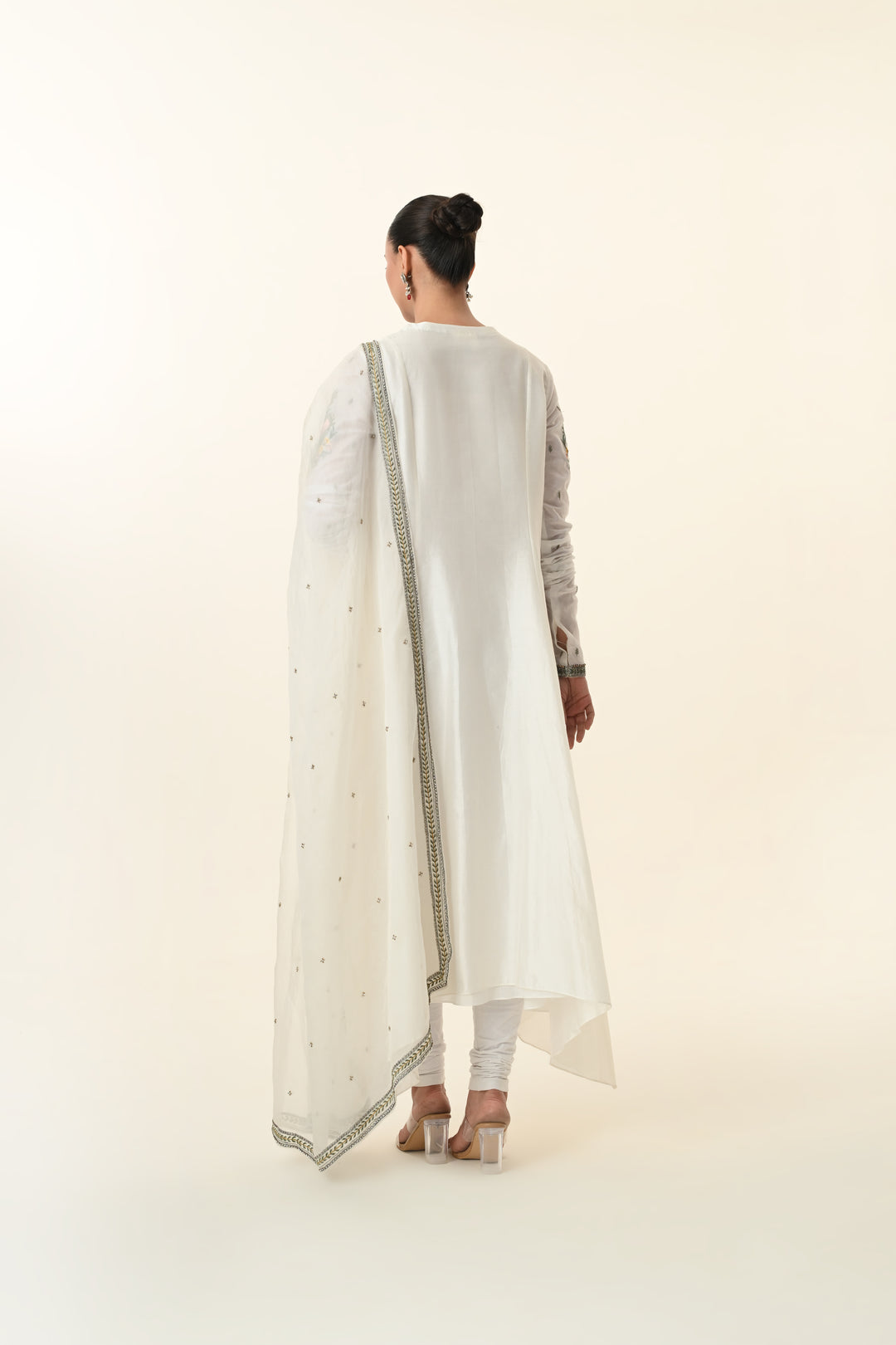 Ivory Floral Panel Embroidered Suit