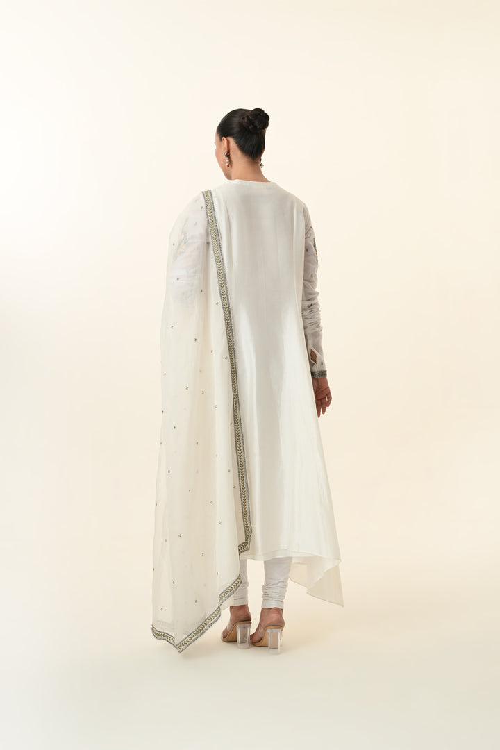 Ivory Floral Panel Embroidered Suit