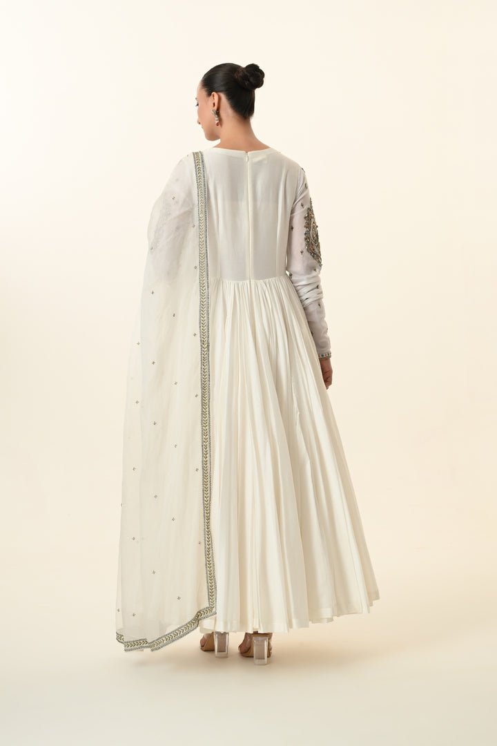 Ivory Chevron Embroidered Anarkali Suit
