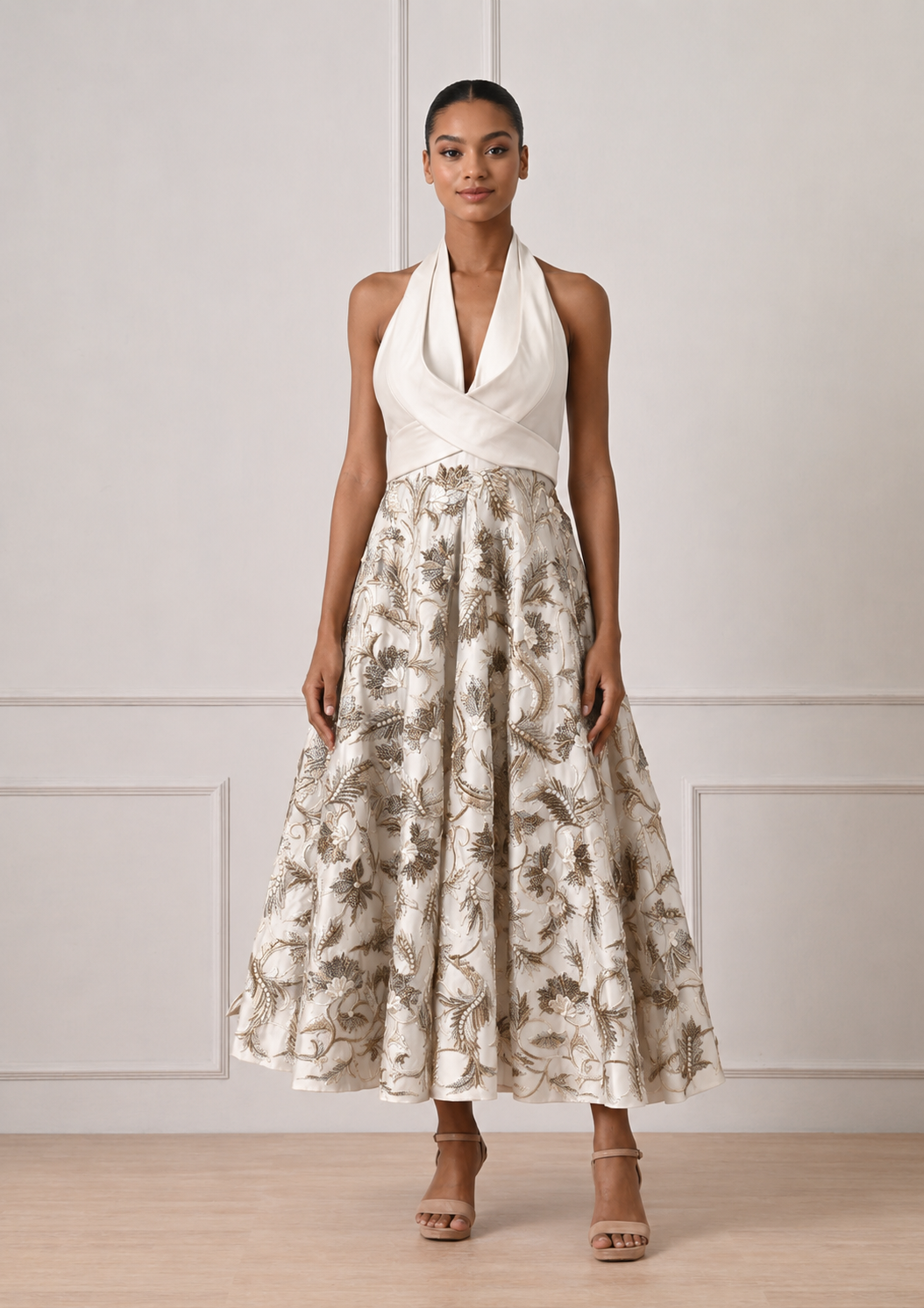 Backless neck gown