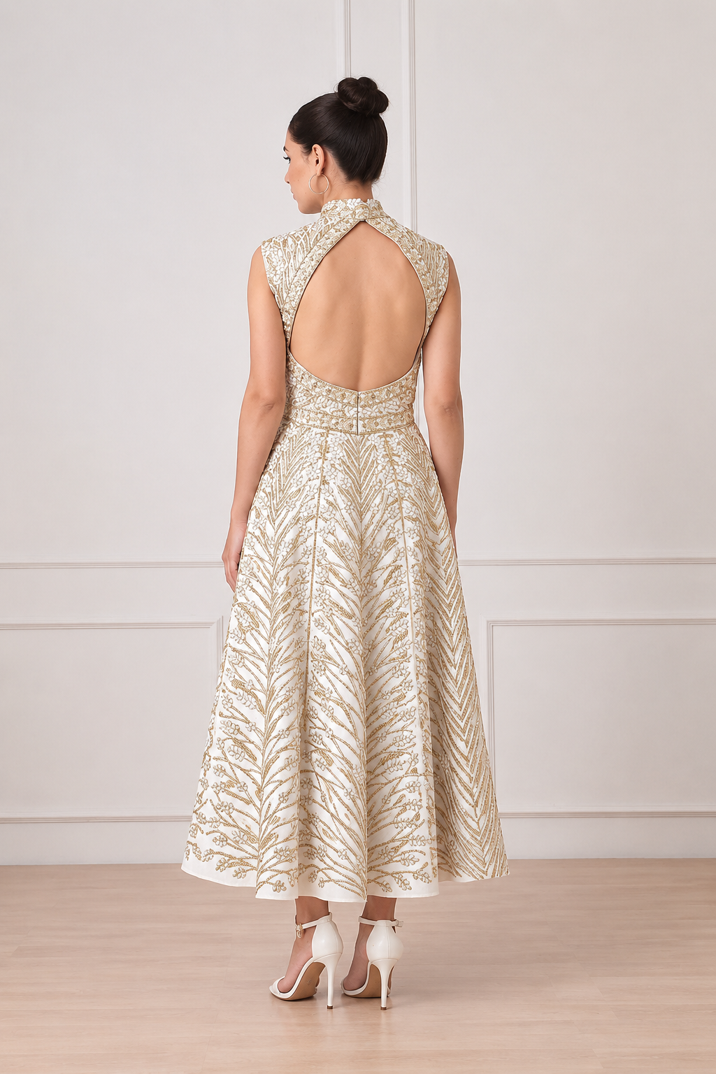 Ivory Keyhole Neck Gown