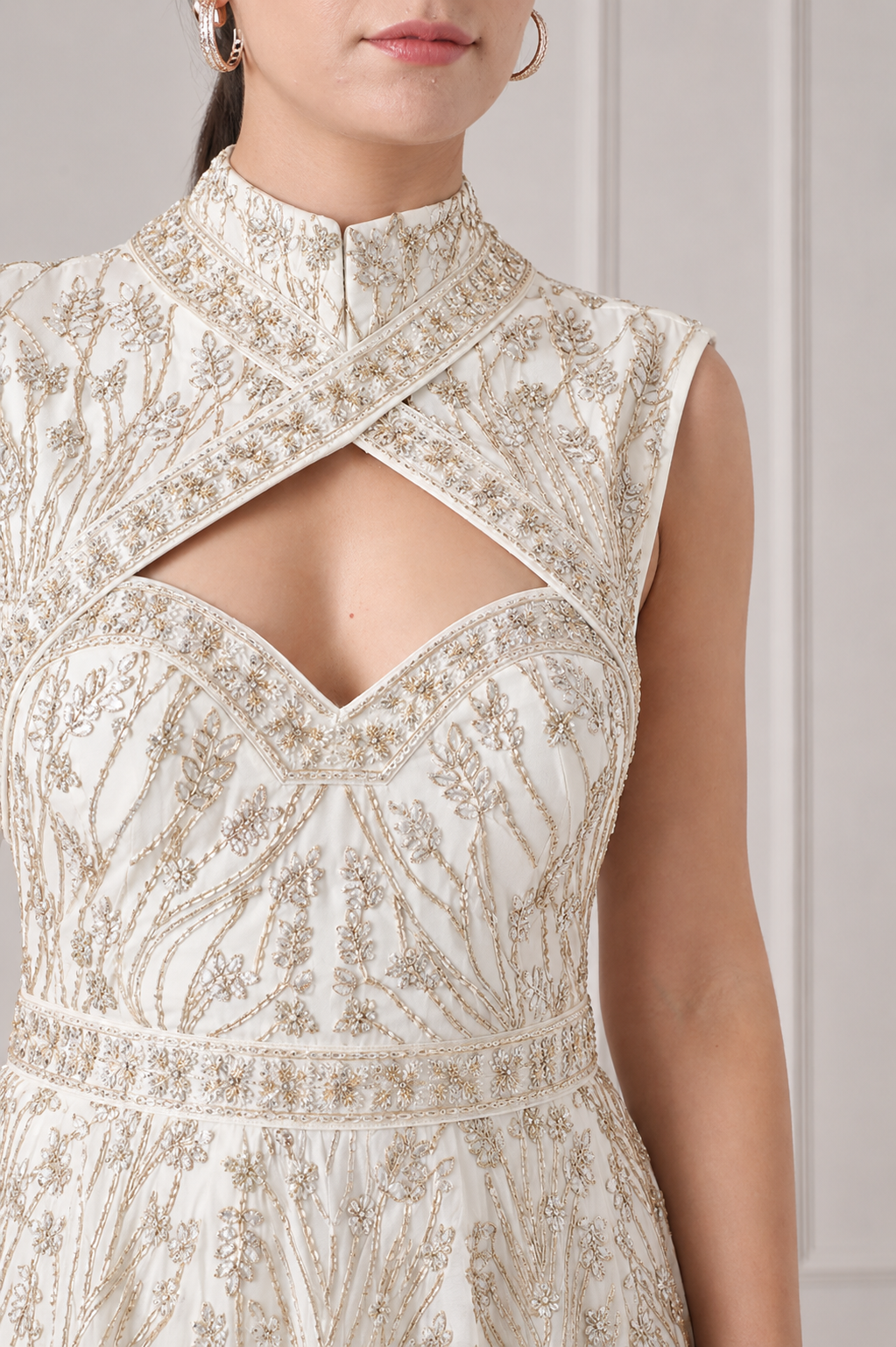 Ivory Keyhole Neck Gown