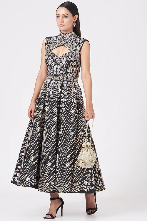 Keyhole neck gown