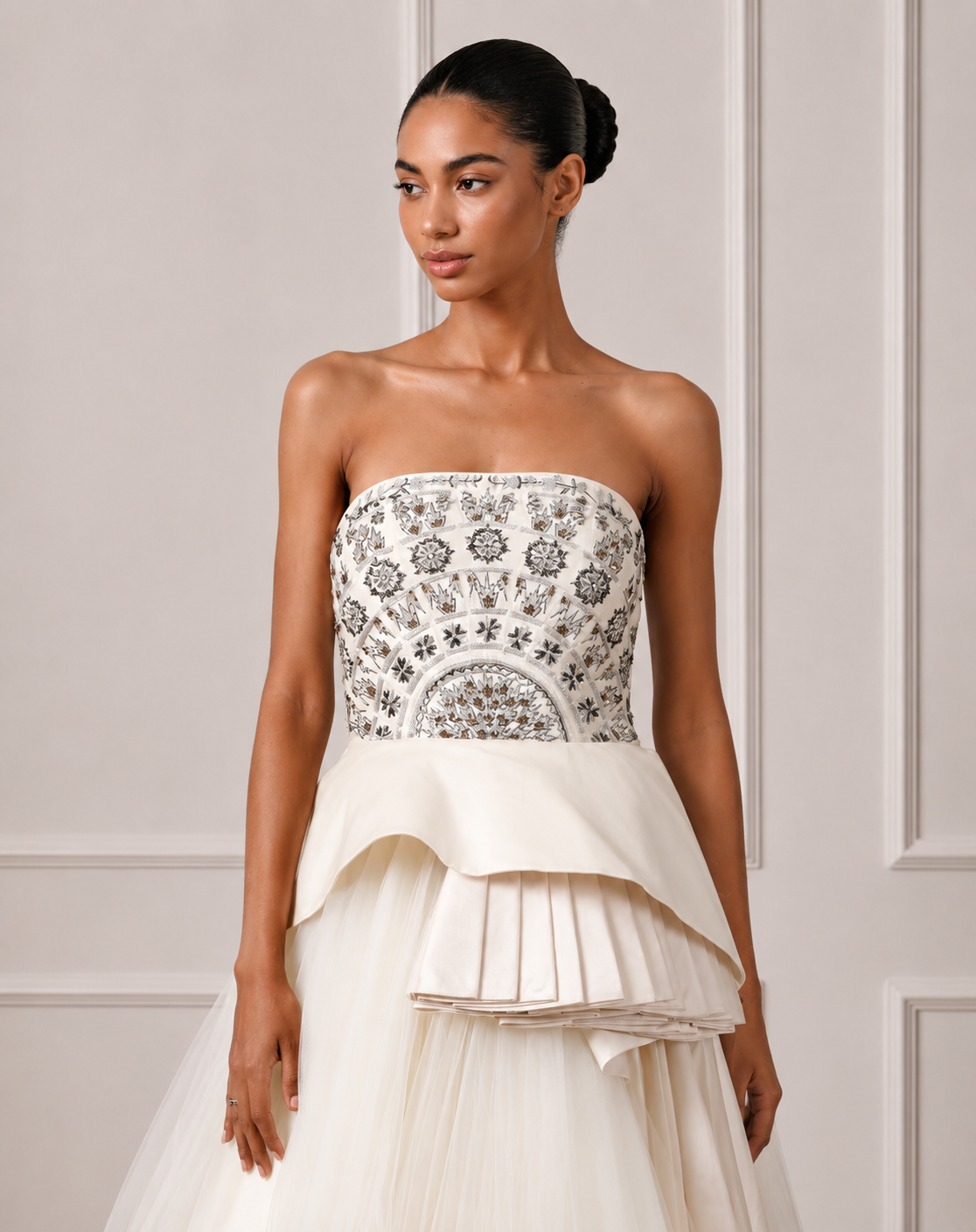 Asymmetric hem gown