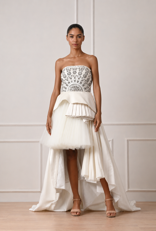 Asymmetric hem gown