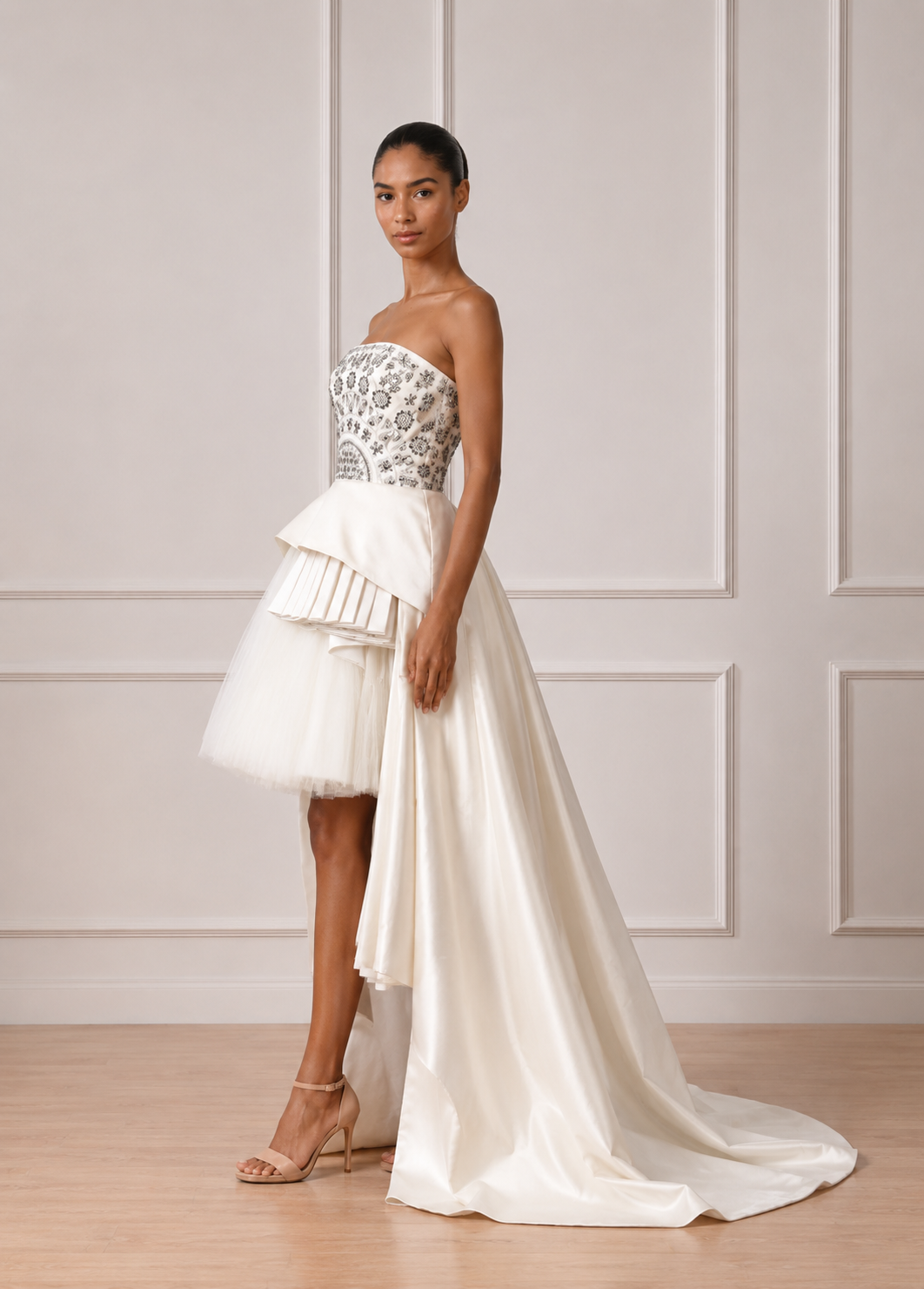 Asymmetric hem gown