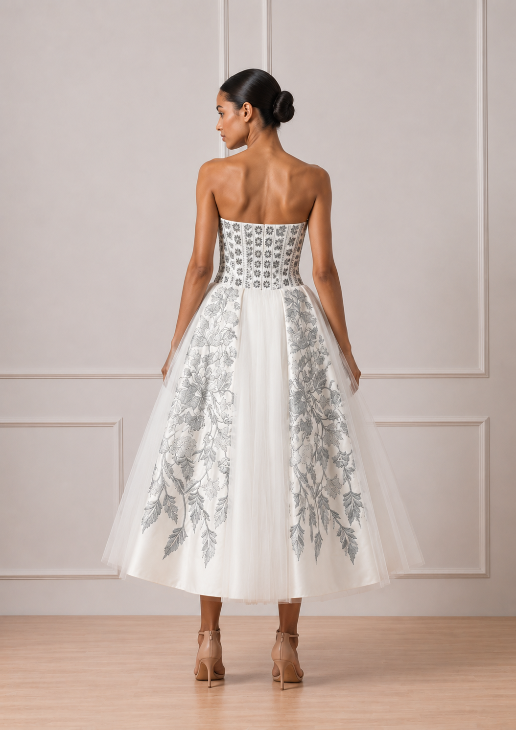 Structured Off-Shoulder Signature Gown