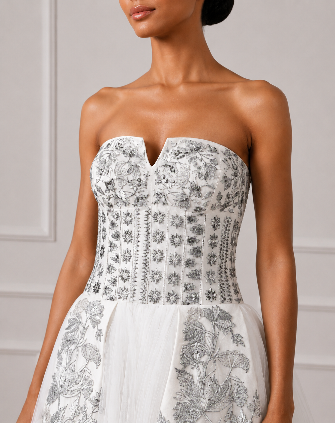 Structured Off-Shoulder Signature Gown