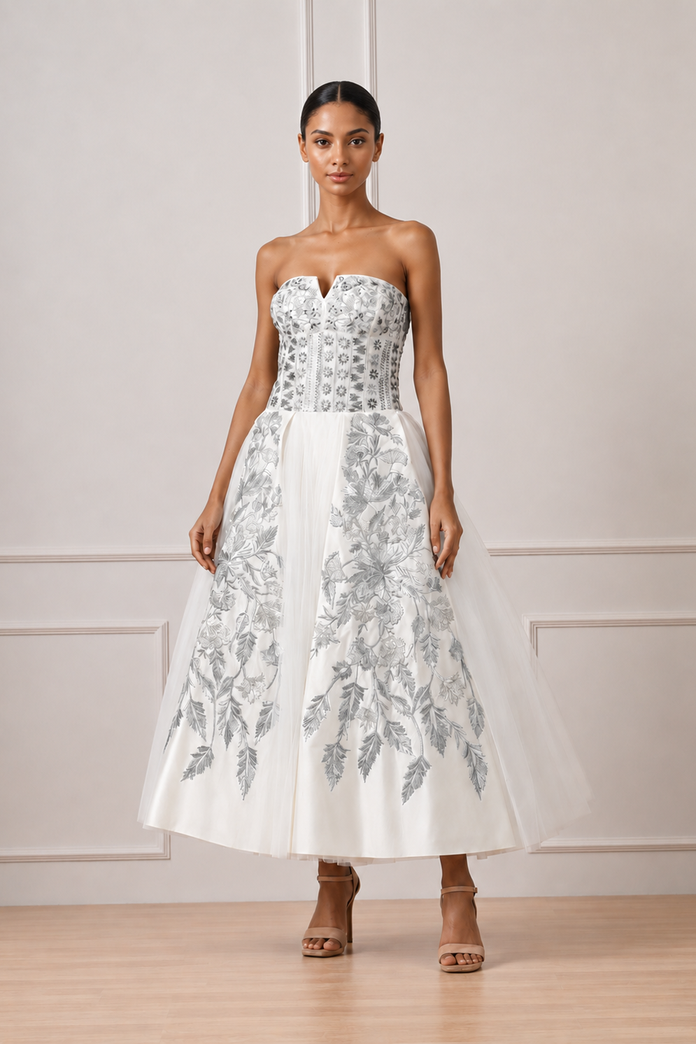 Structured Off-Shoulder Signature Gown