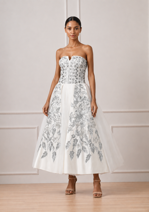 Structured Off-Shoulder Signature Gown