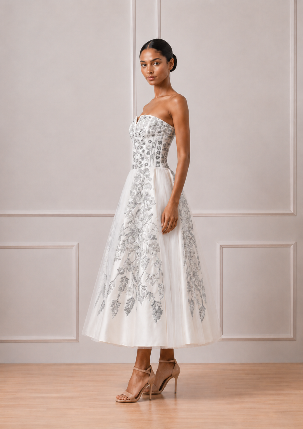 Structured Off-Shoulder Signature Gown