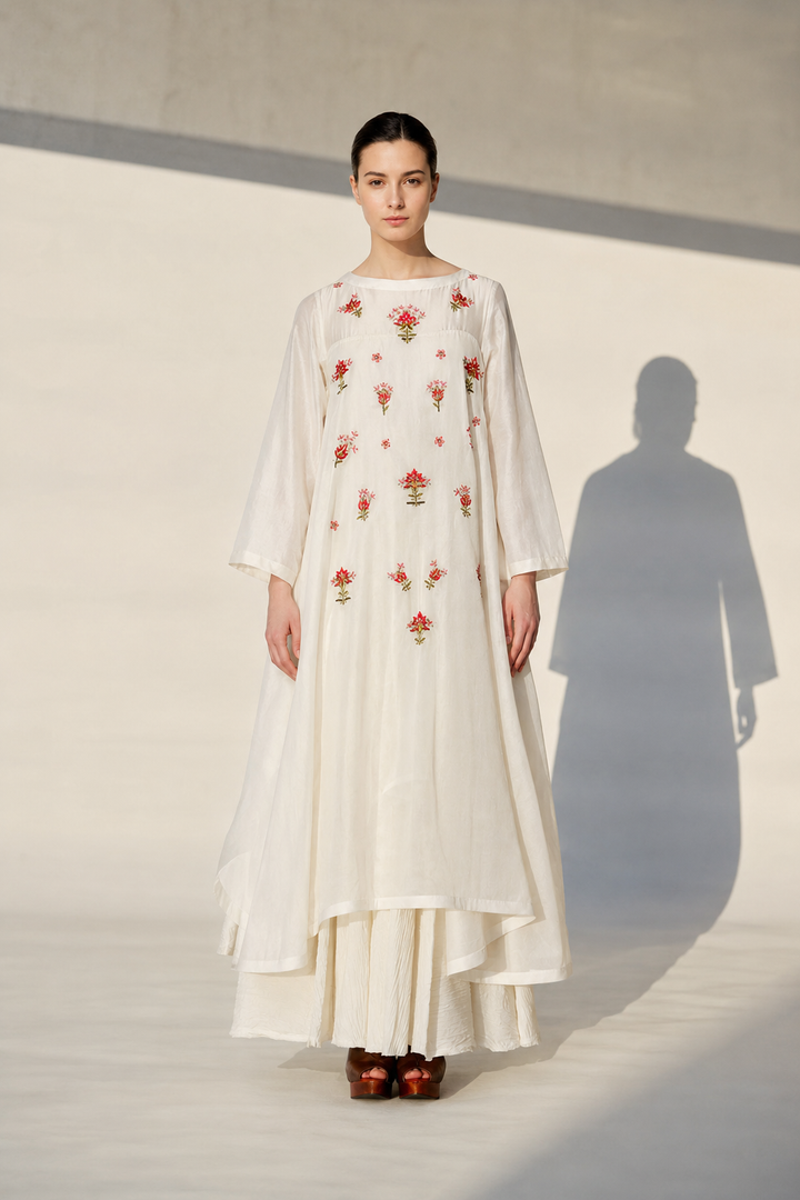 Asymmetric Embroidered Kurta Refined Layer