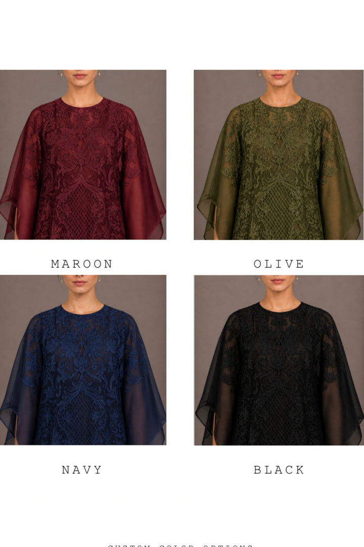 Panelled Floor-Length Embroidered Kaftan