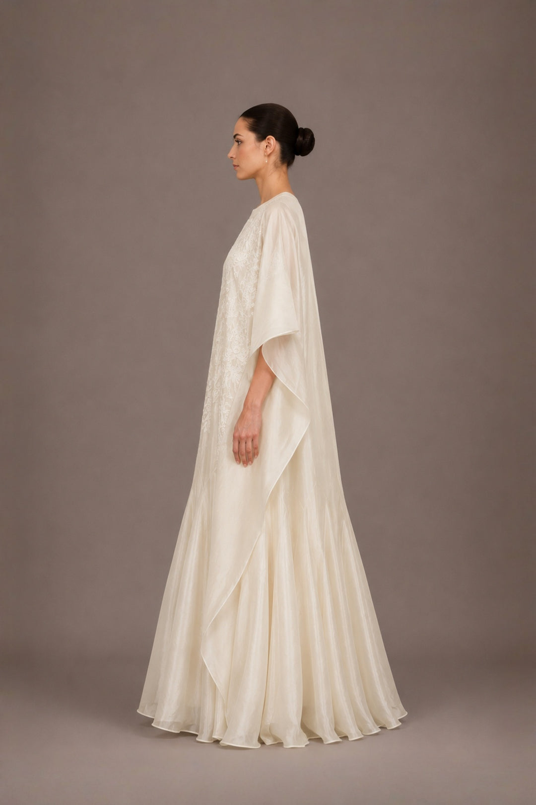 Panelled Floor-Length Embroidered Kaftan