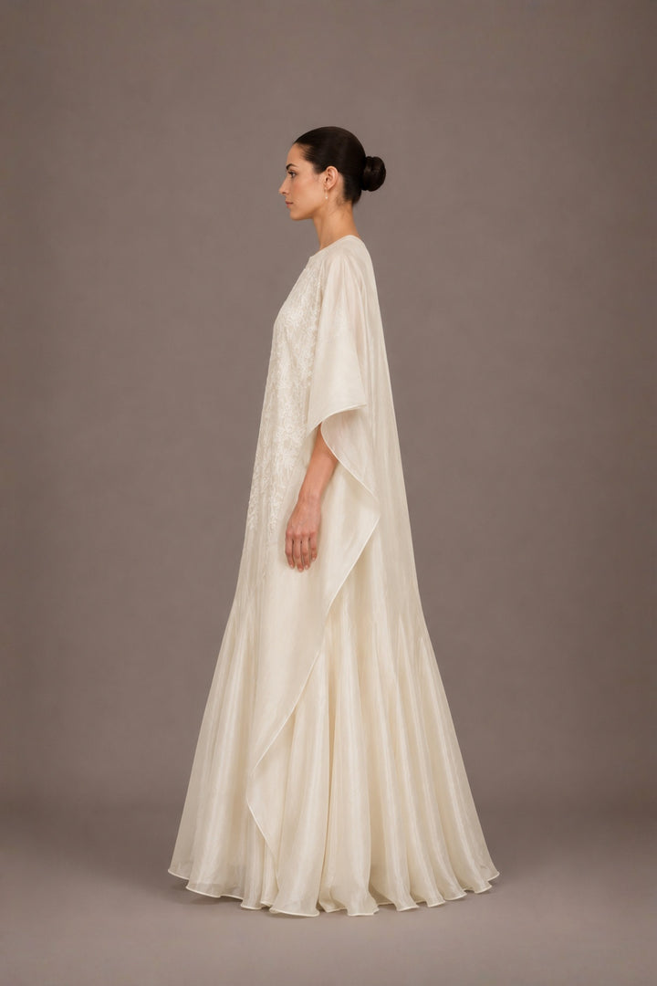 Panelled Floor-Length Embroidered Kaftan