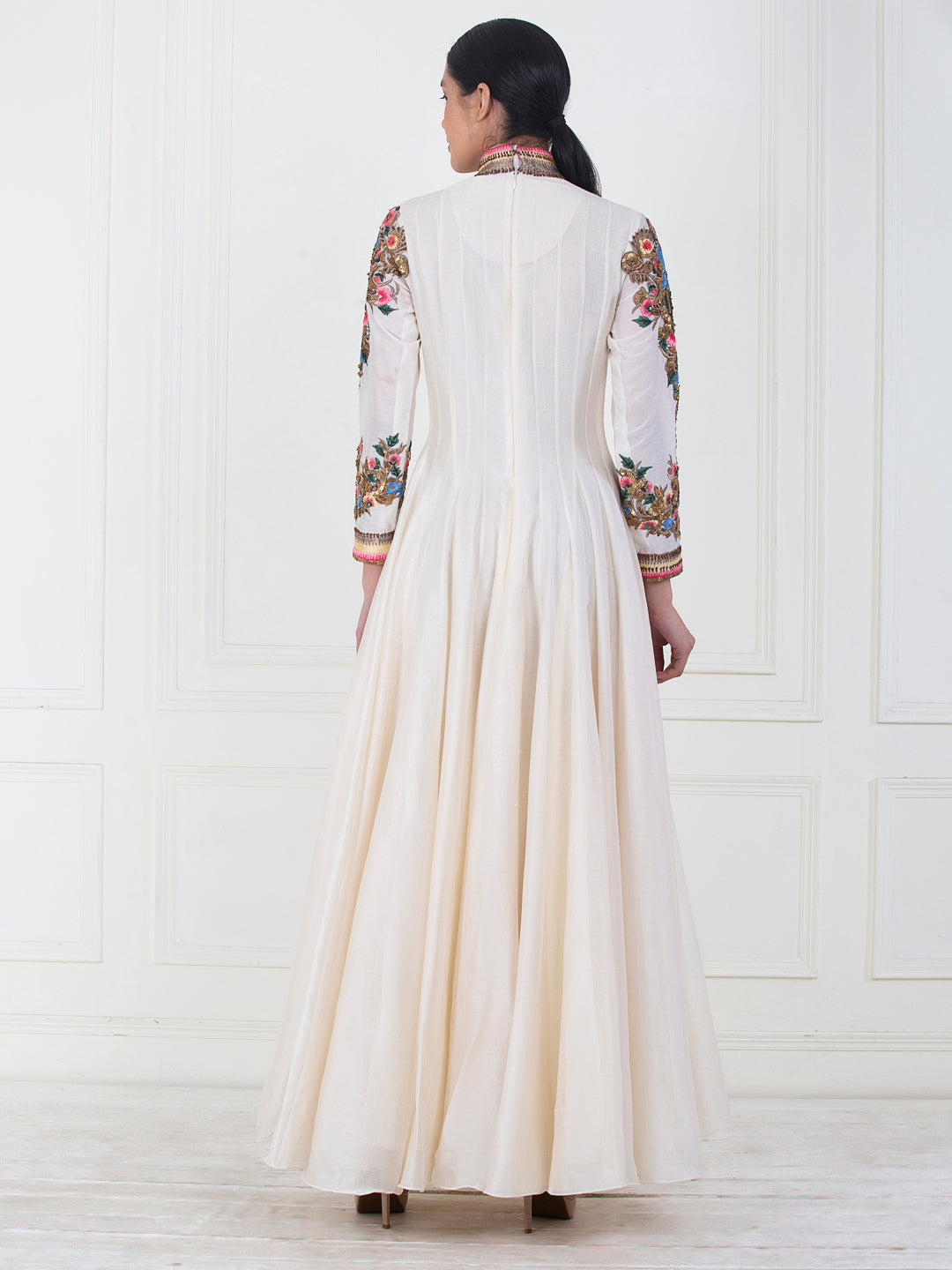 Elegant Ivory Chanderi Silk Anarkali