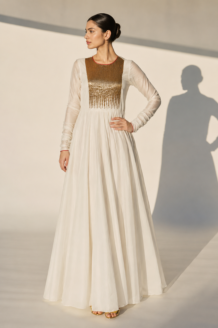 Elegant Ivory Floor-Length Kurta