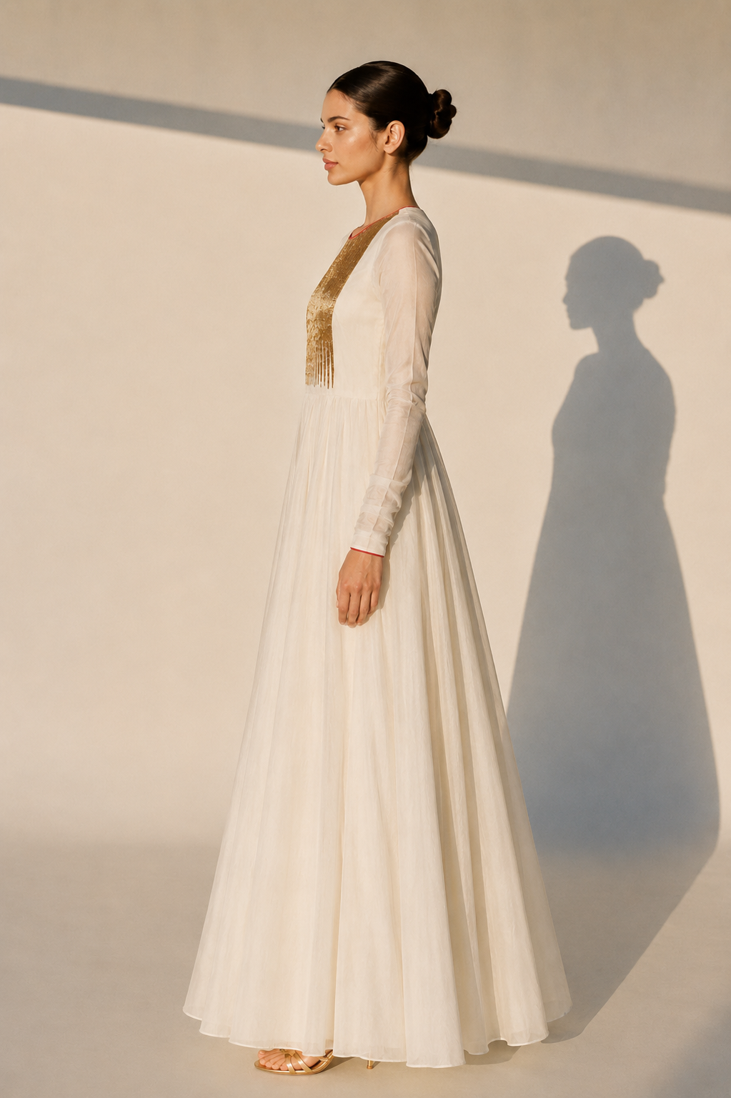 Elegant Ivory Floor-Length Kurta