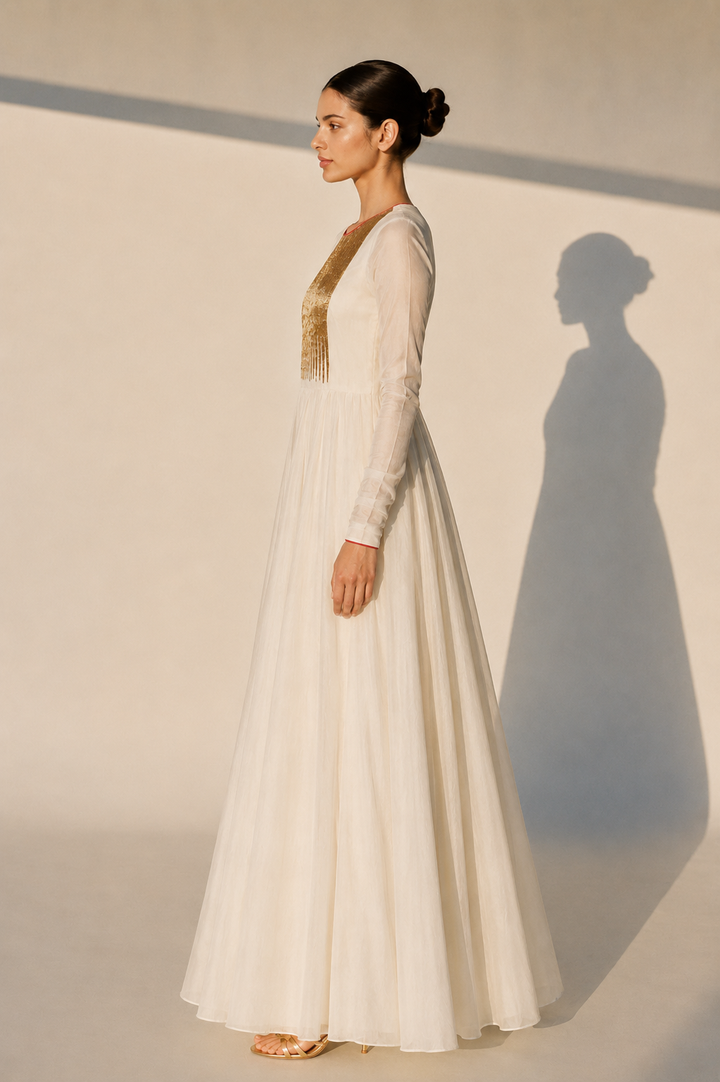 Elegant Ivory Floor-Length Kurta